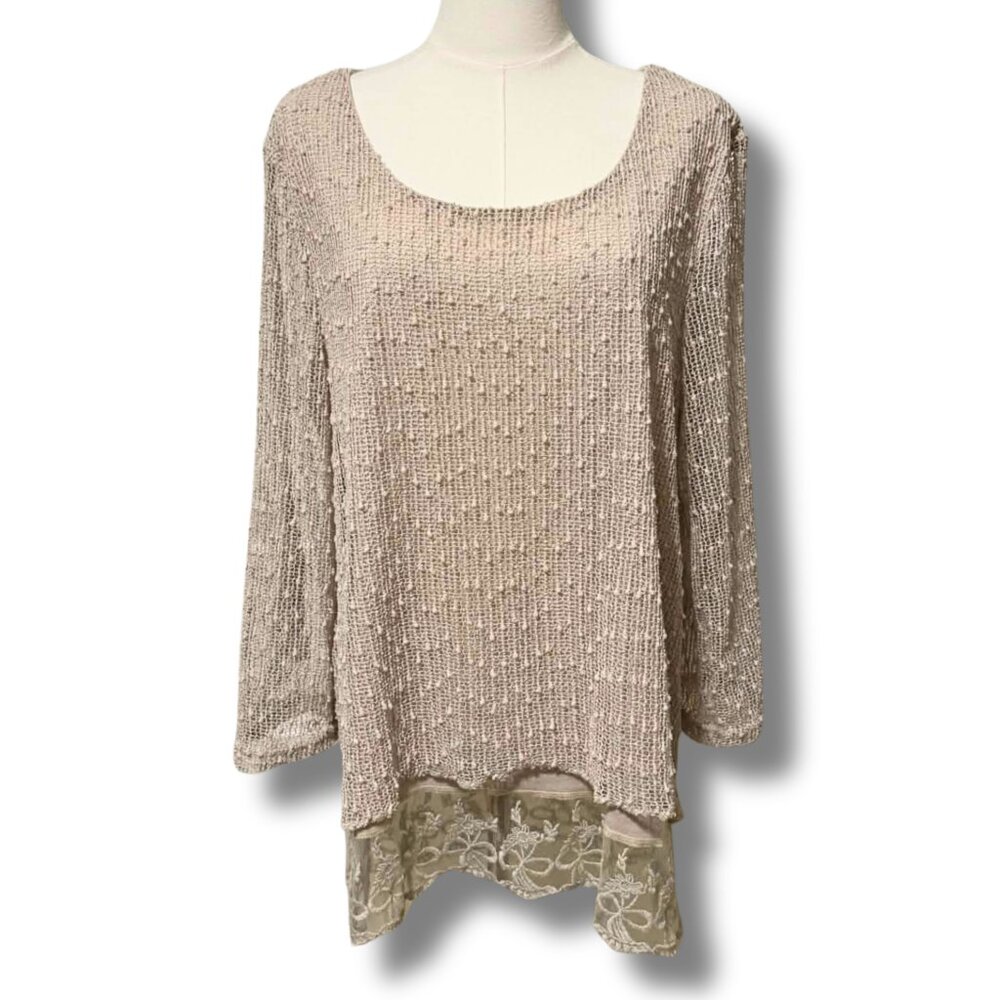 Indigo Soul Romantic Boho Crochet Layered Top | Approx Size L - See Measurements